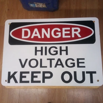 DANGER HIGH VOLTAGE KEEP OUT 14" X 20" VINTAGE AUTHENTIC METAL SIGN MANCAVE COOL - Image 1 of 4