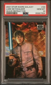 2021 STAR WARS GALAXY LUKE SKYWALKER #34 WAVE REFRACTOR /99 #3 PSA 10 - Picture 1 of 2