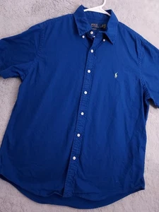 Polo Ralph Lauren Shirt Mens Large Chambray Oxford Flesh Classic Fit Blue Preppy - Picture 1 of 8