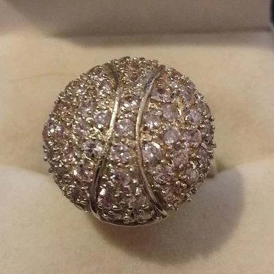 Retro Sterling Silver Round Pink Cubic Zirconia Cluster Ring - image 1 of 4