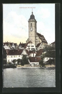 Nürtingen am Neckar, Ortsansicht mit Neckar, Ansichtskarte 1911 - Bild 1 von 2