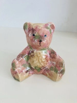 Park Rose Bridlington Pink Teddy Bear Vintage Ceramic Ornament Figure 4” - Image 1 of 4