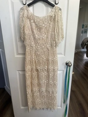 Vintage House Of Bianchi Ivory Lace Dress Women’s S Tiered Boho Bridal Gown - Image 1 of 4