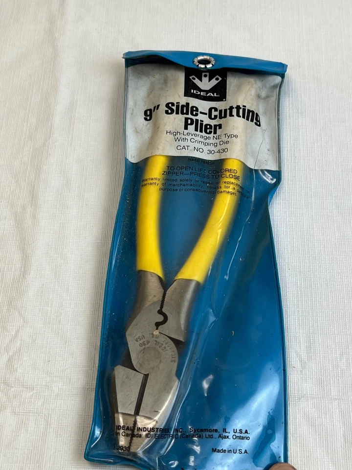 Vintage, 9" Side-Cutting Pliers, Ideal, Cat. No. 30-430, NOS - Image 1 of 4