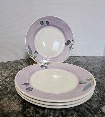 Conjunto de 4 pratos de salada roxa OLIVE MIST 4 píeres Inglaterra excelente  - Imagem 1 de 4
