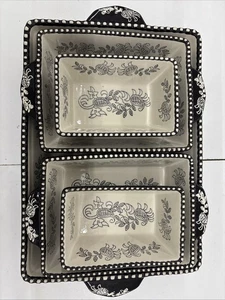 5er Set Baum Steinzeug Auflaufform Backformen schwarz-weiß - Bild 1 von 9