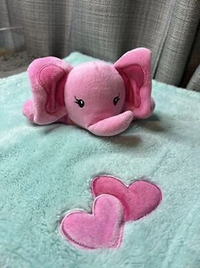 Baby Gear Lovey Security Blanket Plush Hearts Elephant Pink Teal Toy - Picture 1 of 9
