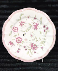 2 Grace Teaware Pink Cornflowers Pink Rim 10.5" Dinner Plate Porcelain Gold Trim - Picture 1 of 12