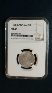 1928 Canada TWENTY FIVE CENTS NGC XF40 SILVER 25C Coin PRICED TO SELL NOW! - Picture 1 of 4