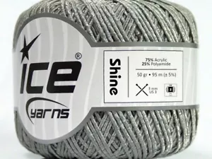 Pewter Shine - Ice 48796 - Skinny Fine Dark Silver Ribbon Yarn 50 gr 103yd Soft! - Picture 1 of 3