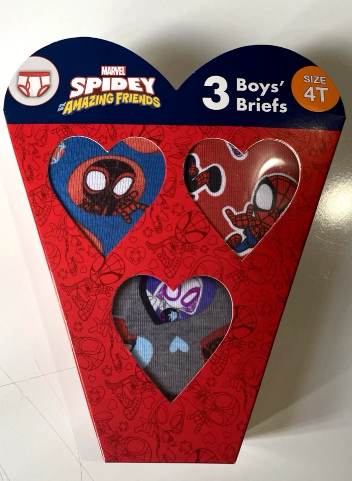 3 Pack Boys Spidey Friends Briefs Size 4T Marvel 35 lb. to 38lb. Marvel