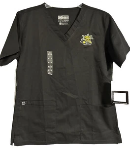 NWT WonderWink Unisex Scrub Top Size Small - Black - Wichita State Hornets - Picture 1 of 4