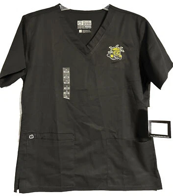 NWT WonderWink Unisex Scrub Top Size Small - Black - Wichita State Hornets - Image 1 of 4
