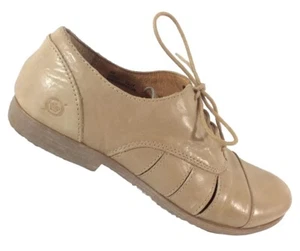 Zapatos planos Oxford Born para mujer 8 M de cuero tostado Granny Peep Sides - Imagen 1 de 9