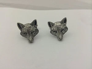 Fox Head 2 A72 Fine English Pewter Animal Cufflinks Handmade In Sheffield - Picture 1 of 1