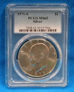 1971-S PCGS EISENHOWER DOLLAR - SILVER - Graded MS65 PCGS # 7408.65/46547966 - Picture 1 of 4