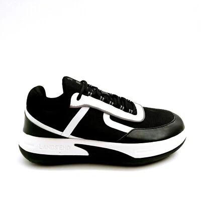 Zapatilla deportiva Lands' End para mujer Action Runner de lona parte superior baja con cordones negra blanca 7,5B Foto 1 de 4