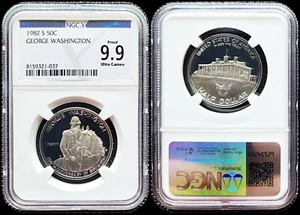 1982-S George Washington Silver Half Dollar Commemorative NGC X 9.9 Ultra Cameo - Bild 1 von 3