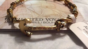 Brazalete horizontal Alex and Ani ANCHOR en tono dorado ~ viaje inexplorado con tarjeta - Imagen 1 de 4