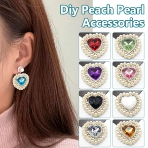 10pc Heart Shape Flatback Diamante Pearl Rhinestone Embellishment DIY Crafts  - Picture 1 of 36