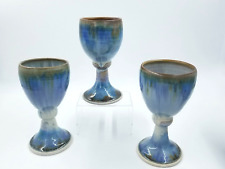 3 Sunset Canyon Studio Art Pottery ~ Aurora ~ Pedestal Mugs Cups Stoneware NICE!