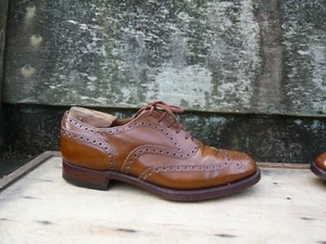 CHURCH’S BROGUES SHOES VINTAGE BROWN TAN LEATHER UK8 MENS BURWOOD EXCELLENT COND - Picture 1 of 9