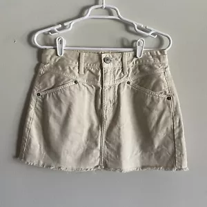American Eagle Women SZ 6 Ivory Denim Cutoff Hi-Rise Festival Mini Jean Skirt - Picture 1 of 8