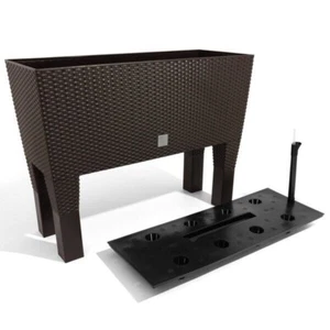 Brown Premium Large 60cm Flower Pot Trough Planter Case Polyrattan +Irrigation - Picture 1 of 8