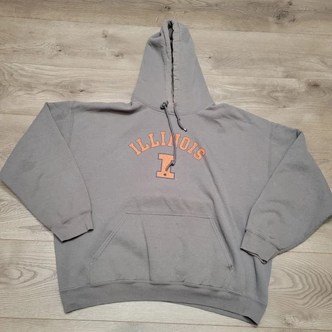 University Of Illinois Sweatshirt Mens Extra Large Gray Hoodie Fighting Illini Cover