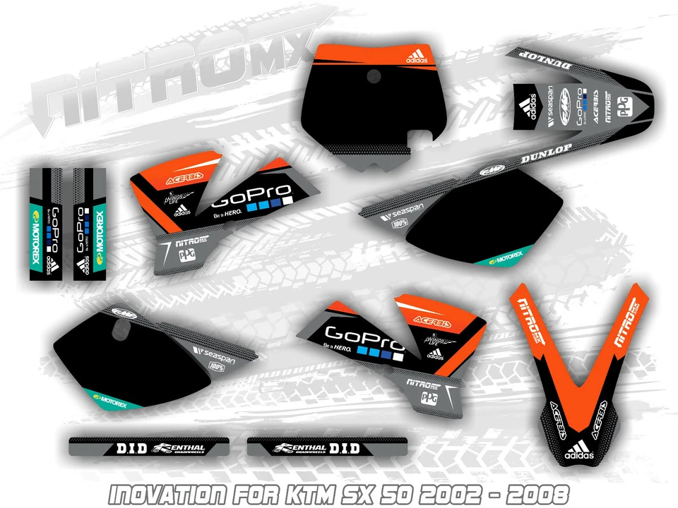 Kit gráfico NitroMX para KTM SX 50 SX50 2002 2003 2004 2005 2006 2007 2008 calcomanías Foto 1 de 1