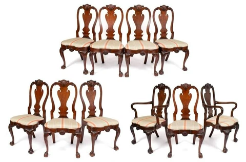 Set of 10 KINDEL Winterthur Collection Mahogany Clawfoot Dinning Chairs Cover