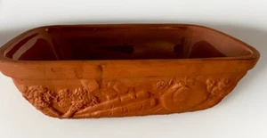 Himark Terra Cotta Casserole Pan Baking Dish Vegetables Embossed Glazed Interior - Picture 1 of 8
