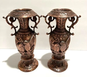 Antique Bronze Urn Vase With Birds Patterns - Picture 1 of 8
