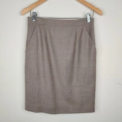 Falda lápiz Liz Claiborne 10 Petite para mujer lana marrón bolsillos 10P Foto 1 de 4