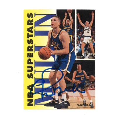 克里斯·穆林勇士队亲笔签名弗勒 93-94 NBA 超级明星卡(CX 正品) — 第 1/2 张图片
