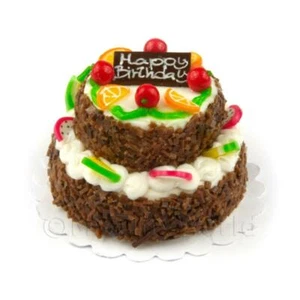 Pastel blanco helado redondo en miniatura grande hecho a mano de dos niveles - Imagen 1 de 1