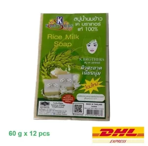 12 x Rice Milk Soap Whitening Collagen Natural Body Face Acne K.Brothers 60 g - Picture 1 of 7