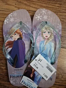 Frozen 11 Anna & Elsa Mädchen Flip Flops Sandalen UK Größe 1 EU 33 BRANDNEU - Bild 1 von 4