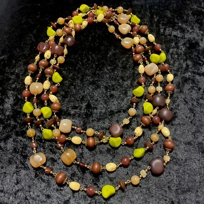 Joan Rivers Czech Republic Colored Rock Stone Beaded Necklace Very Long Heavy - Image 1 of 4
