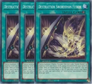 Yugioh - Destruction Swordsman Fusion x 3 - 1st Edition NM - Plus Free Holo Card - Picture 1 of 1