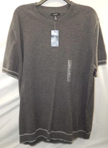 Herren Alfani XL anthrazit grau weiß Streifen Kurzarm Pullover Sweater Tee neu mit Etikett - Bild 1 von 17