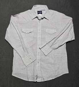 Wrangler Western Shirts Pearl Snap Men’s Large Vintage Square Striped White - Picture 1 of 6