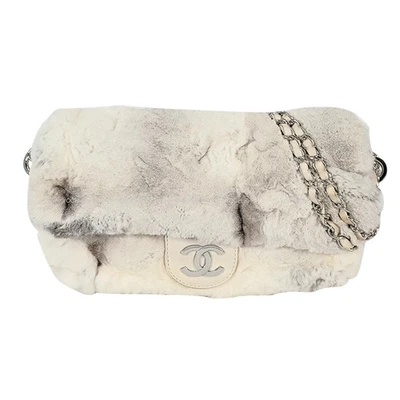 Chanel Coco Mark Flap Chain Shoulder Bag Gray Ivory Orylag Rabbit Fur Silver HW - Image 1 of 4