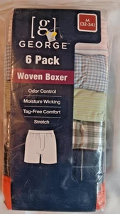 Paquete de 6 calzoncillos boxer elásticos de algodón para hombre George talla M (32-34) varios - Imagen 1 de 5