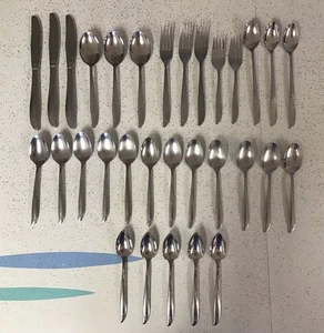 A2 - 31 Piece MCM Oneida Community Stainless Flatware Twin Star Atomic Starburst - Picture 1 of 15