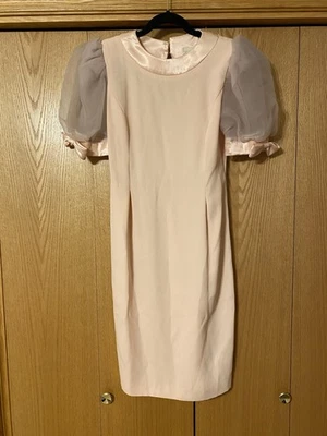 Vestido de Colección Michael Marcella Rosa Vaina Puff Transparente Manga Lazos Talla 6 Foto 1 de 4