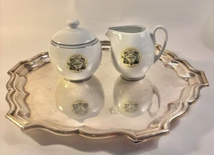 MARIAGE FRÈRES France Creamer and Sugar Bowl Set White with Trim & Logo - Picture 1 of 12