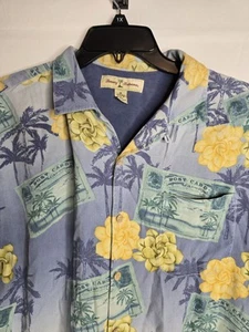 Camisa hawaiana Tommy Bahama 100 % seda postal y palmeras - para hombre talla mediana - Imagen 1 de 8