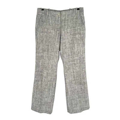 Pantalones Talbots Lino Algodón Mujer Talla 4 Gris Firma Calce Clásico Foto 1 de 4
