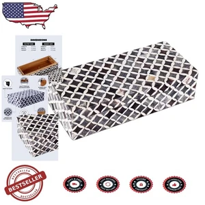 Handmade Bone Inlay Storage Box 10" White Star Trinket Keepsake Decor - Picture 1 of 8